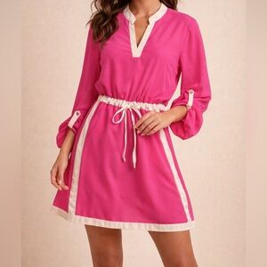 Hot Pink Dress white trim size M